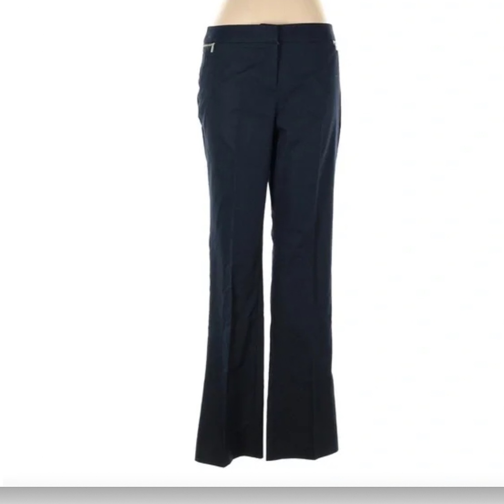 7th Ave New York & Co Navy Zipper Flared Pants 14 Tall